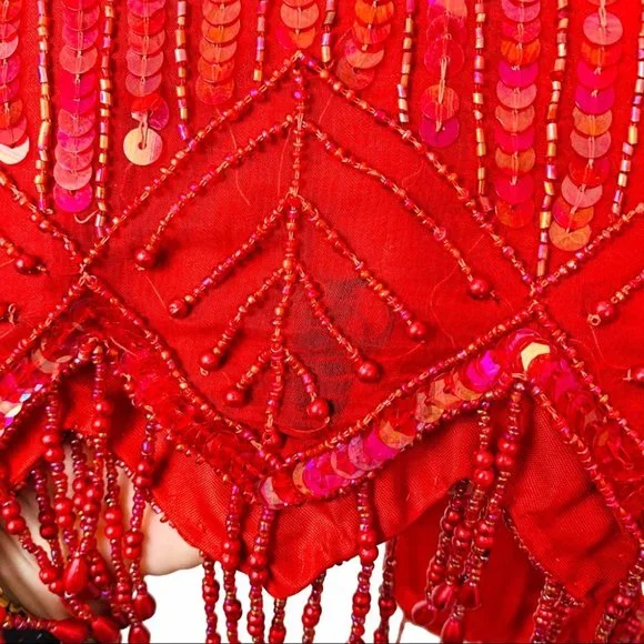 VTG 100% Silk 80s Fringed Beadwork Flapper Dress S - Picture 14 of 15